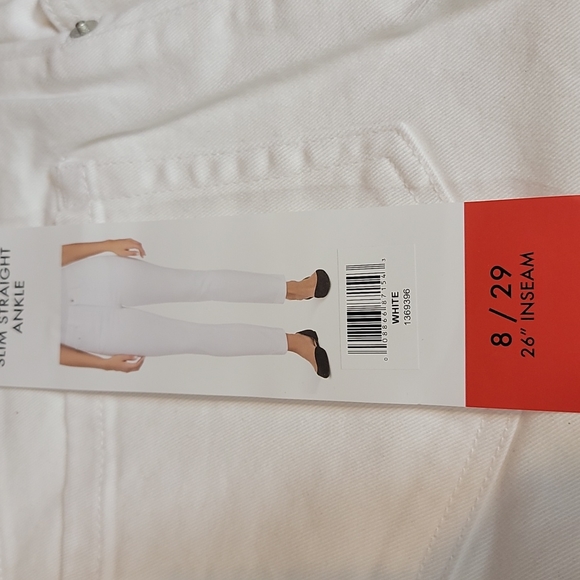 Ella Moss Women's Junior's High Rise Slim Straight Ankle 26" Inseam Jeans White - Picture 9 of 12